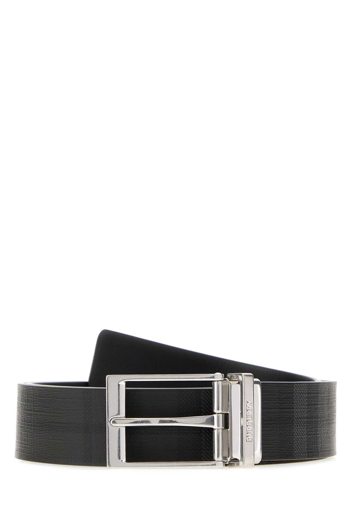 Burberry Men Printed Canvas Reversible Check Belt