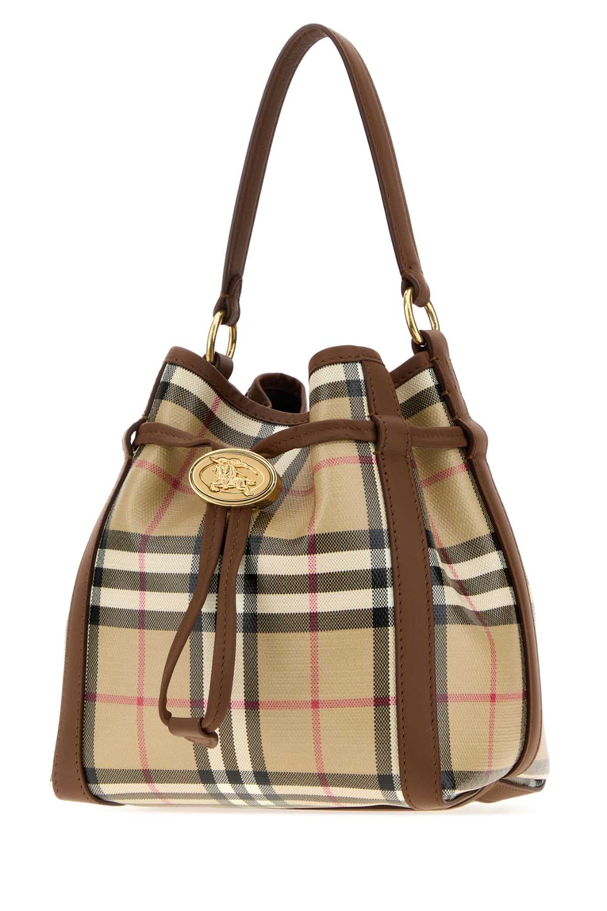 Burberry Women Coated Canvas Mini Check Bucket Bag BURBERRY