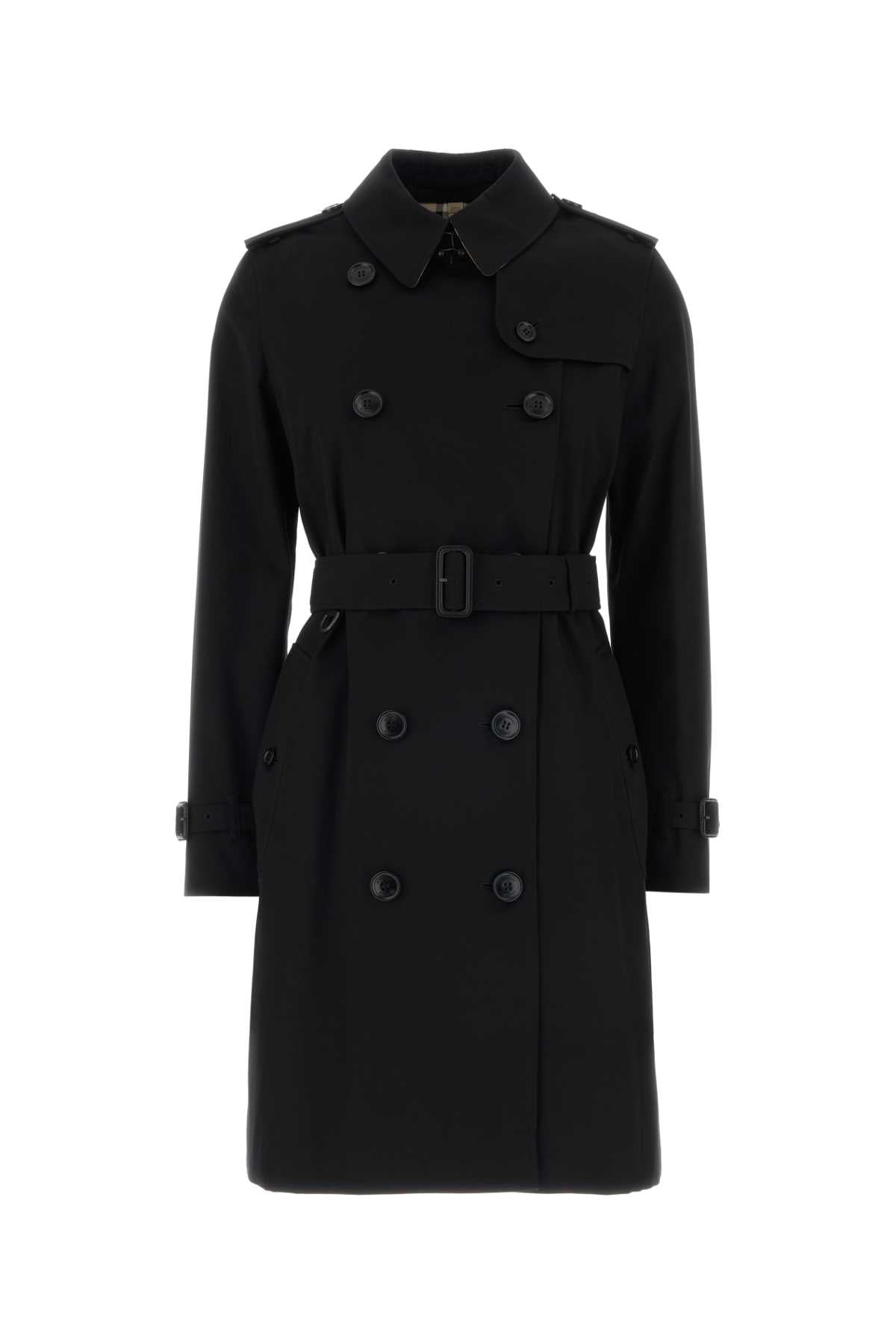 Burberry Women Black Gabardine Trench Coat BURBERRY