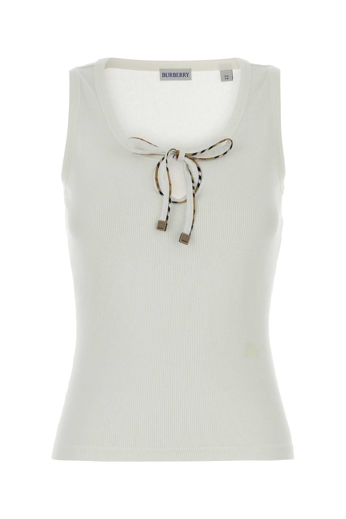 Burberry Women White Cotton Tank Top BURBERRY