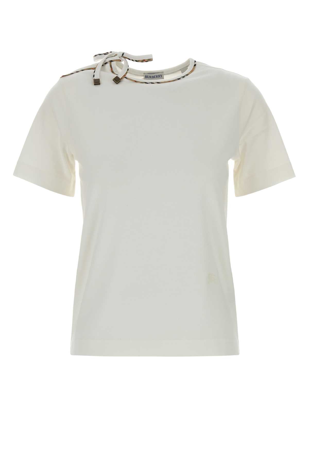 Burberry Women White Cotton T-Shirt BURBERRY