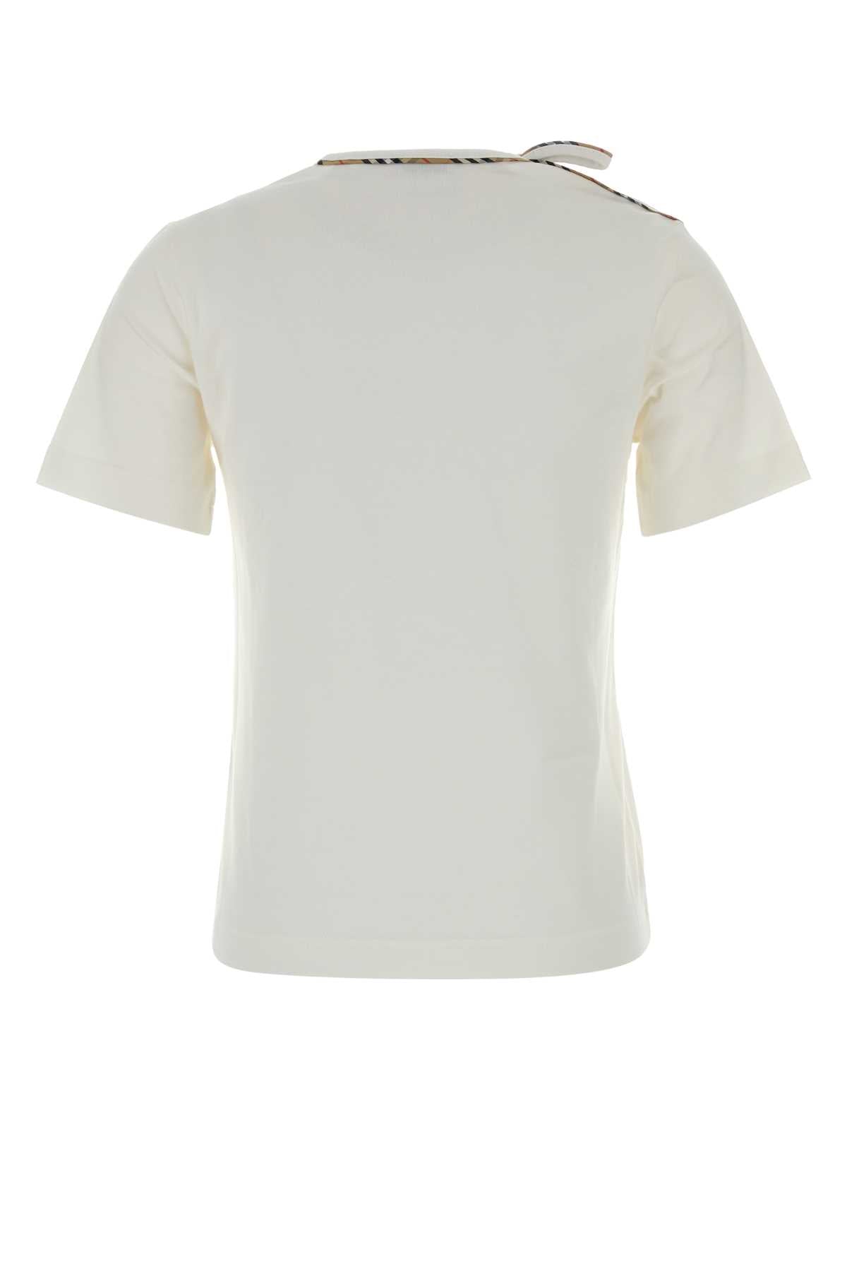 Burberry Women White Cotton T-Shirt BURBERRY