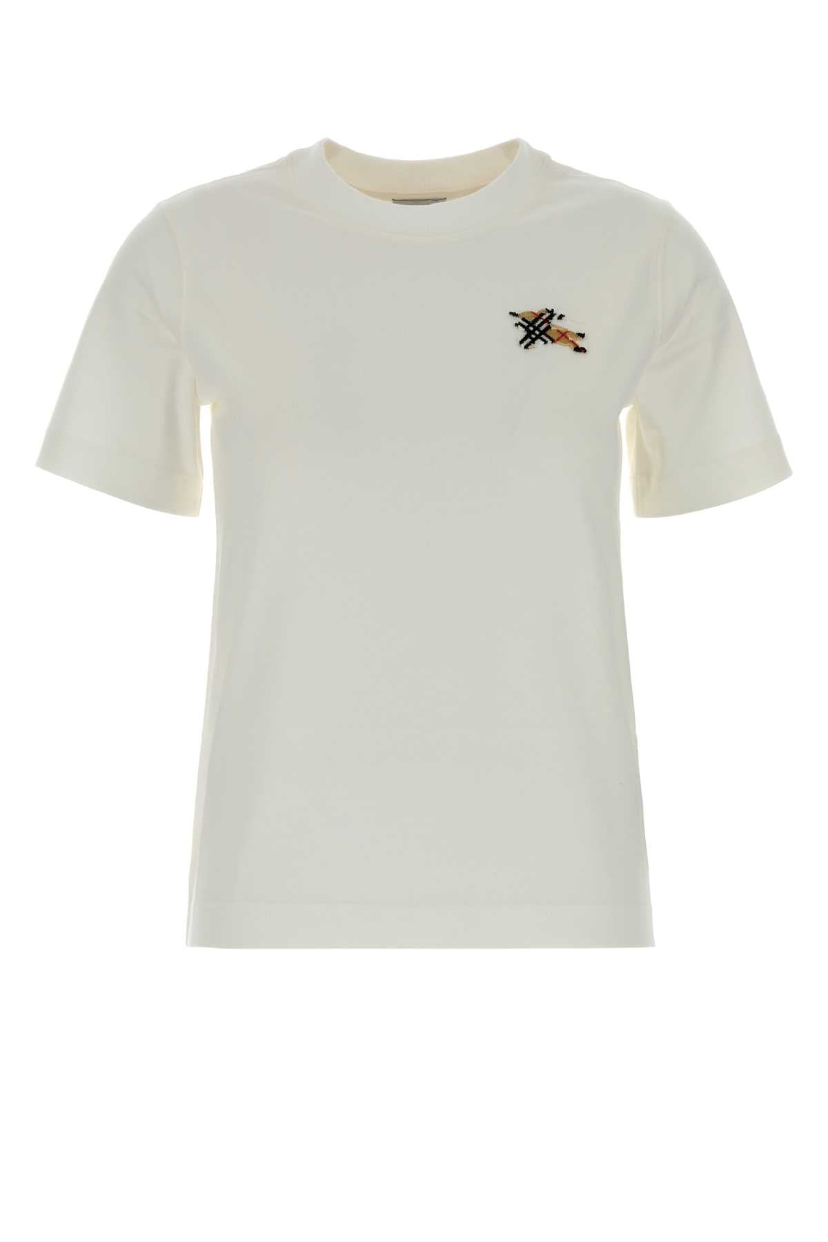 Burberry Women White Cotton T-Shirt BURBERRY