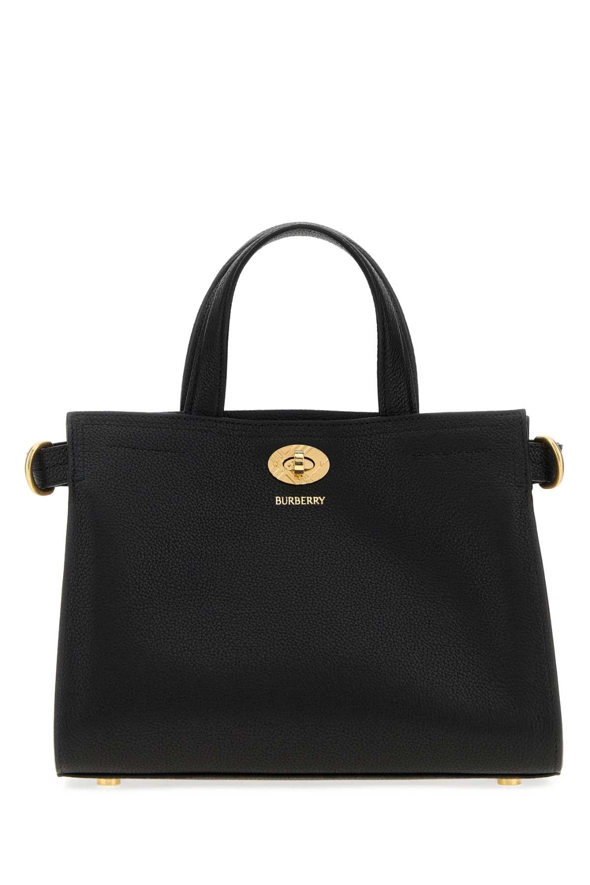 Burberry Women Black Leather Medium Cotswolds Check Handbag BURBERRY