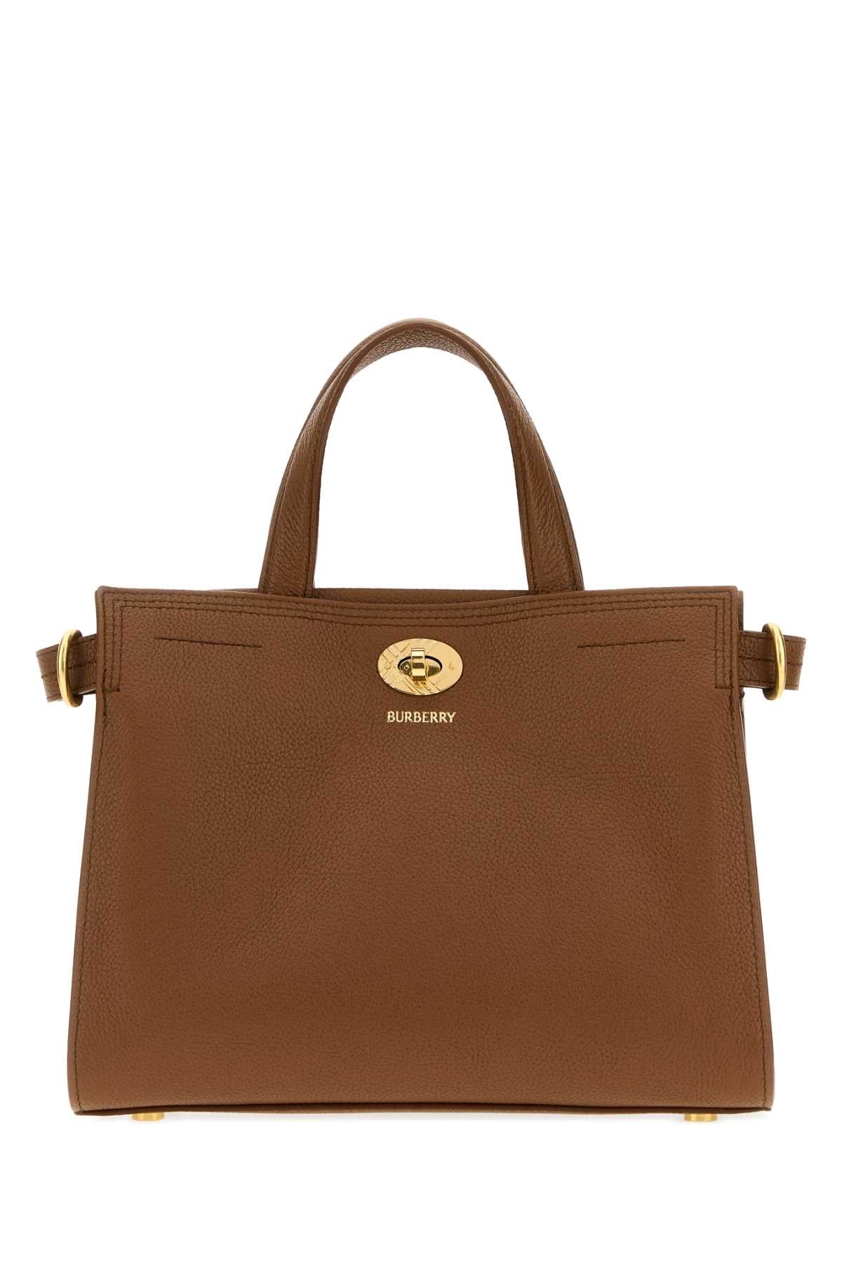 Burberry Women Brown Leather Medium Cotswolds Check Handbag BURBERRY