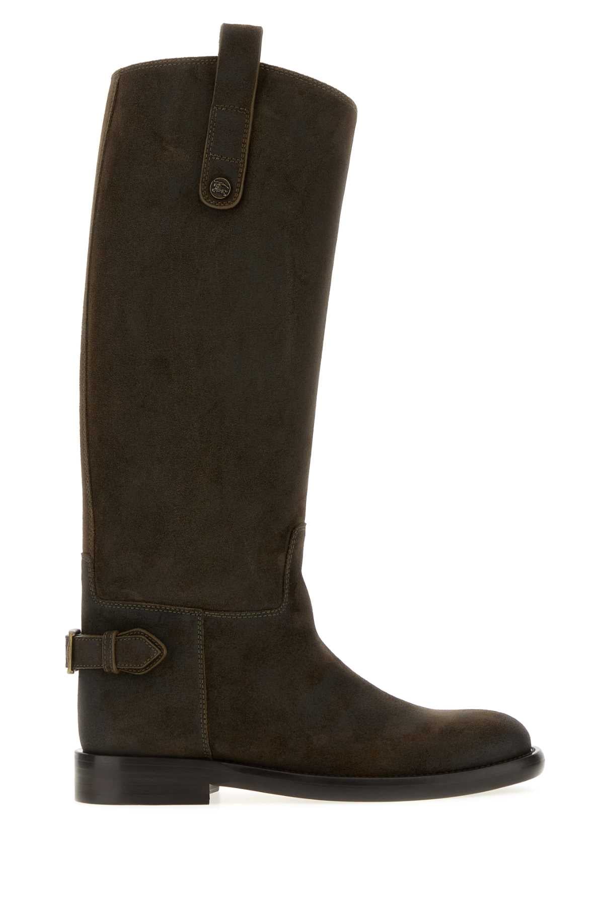 Burberry Women Dark Brown Suede Cavalier Boots BURBERRY