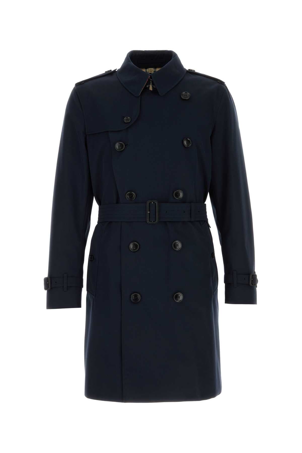 Burberry Men Dark Blue Gabardine Heritage Kensington Trench Coat BURBERRY