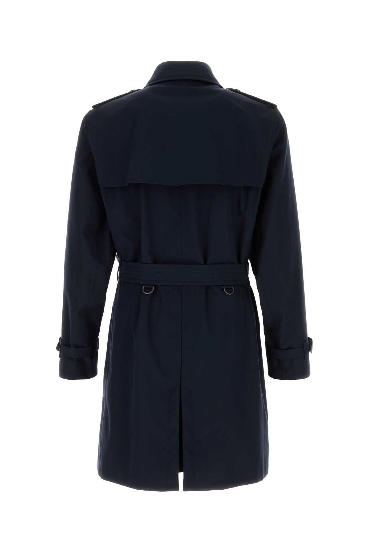 Burberry Men Dark Blue Gabardine Heritage Kensington Trench Coat BURBERRY