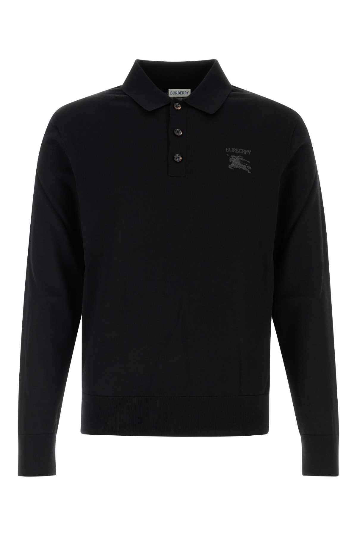 Burberry Men Black Wool Polo Shirt BURBERRY