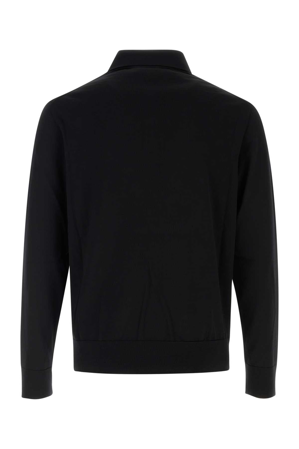 Burberry Men Black Wool Polo Shirt BURBERRY