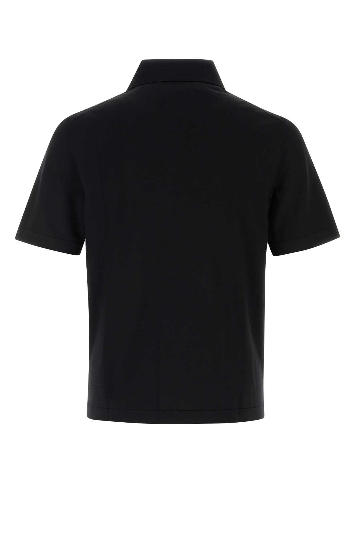 Burberry Men Black Wool Polo Shirt BURBERRY