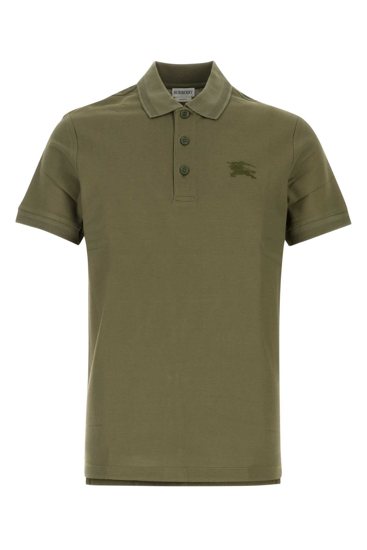 Burberry Men Army Green Piquet Polo Shirt BURBERRY