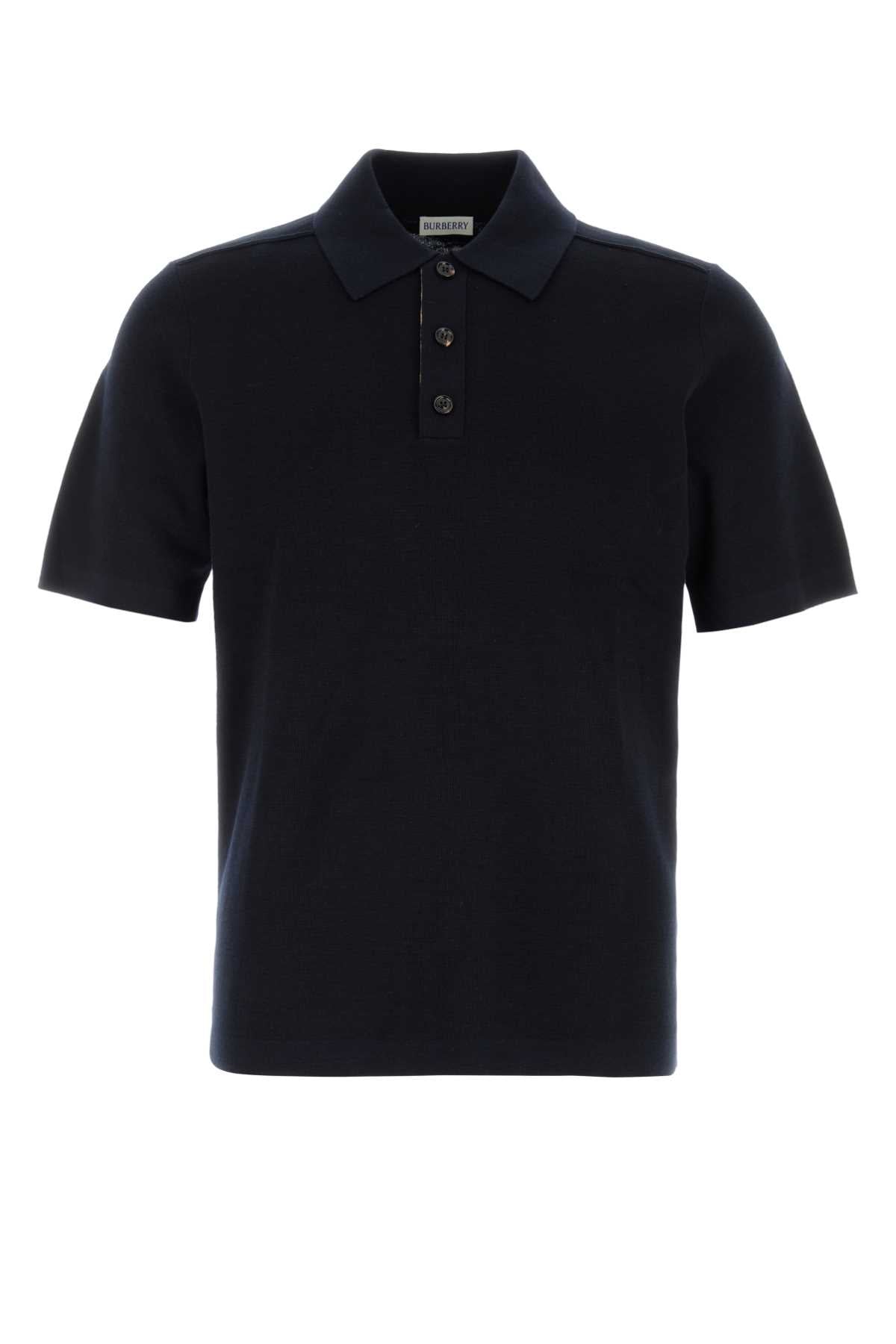 Burberry Men Midnight Blue Wool Polo Shirt BURBERRY