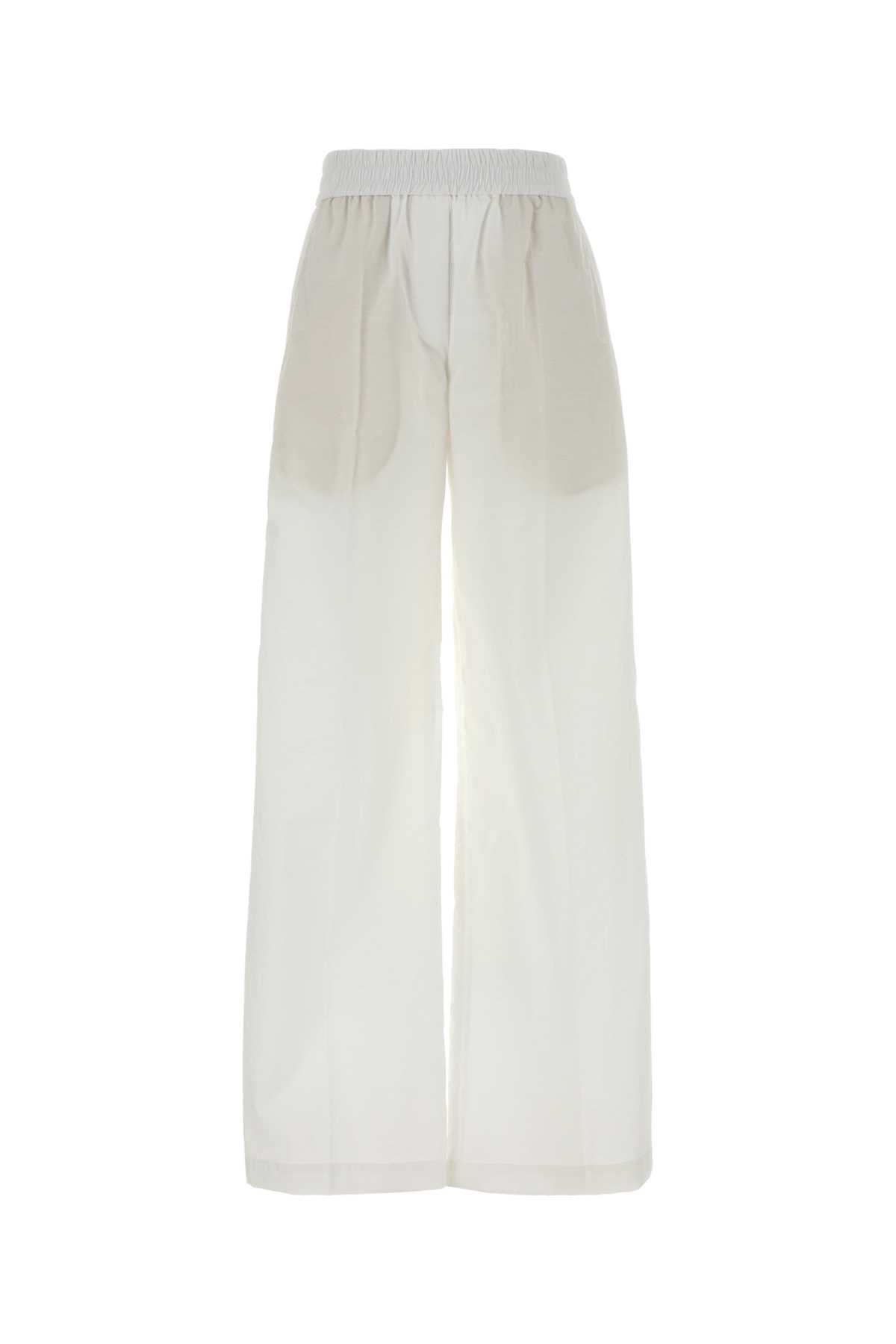 Brunello Cucinelli Women White Cotton Blend Wide-Leg Pant BRUNELLO CUCINELLI