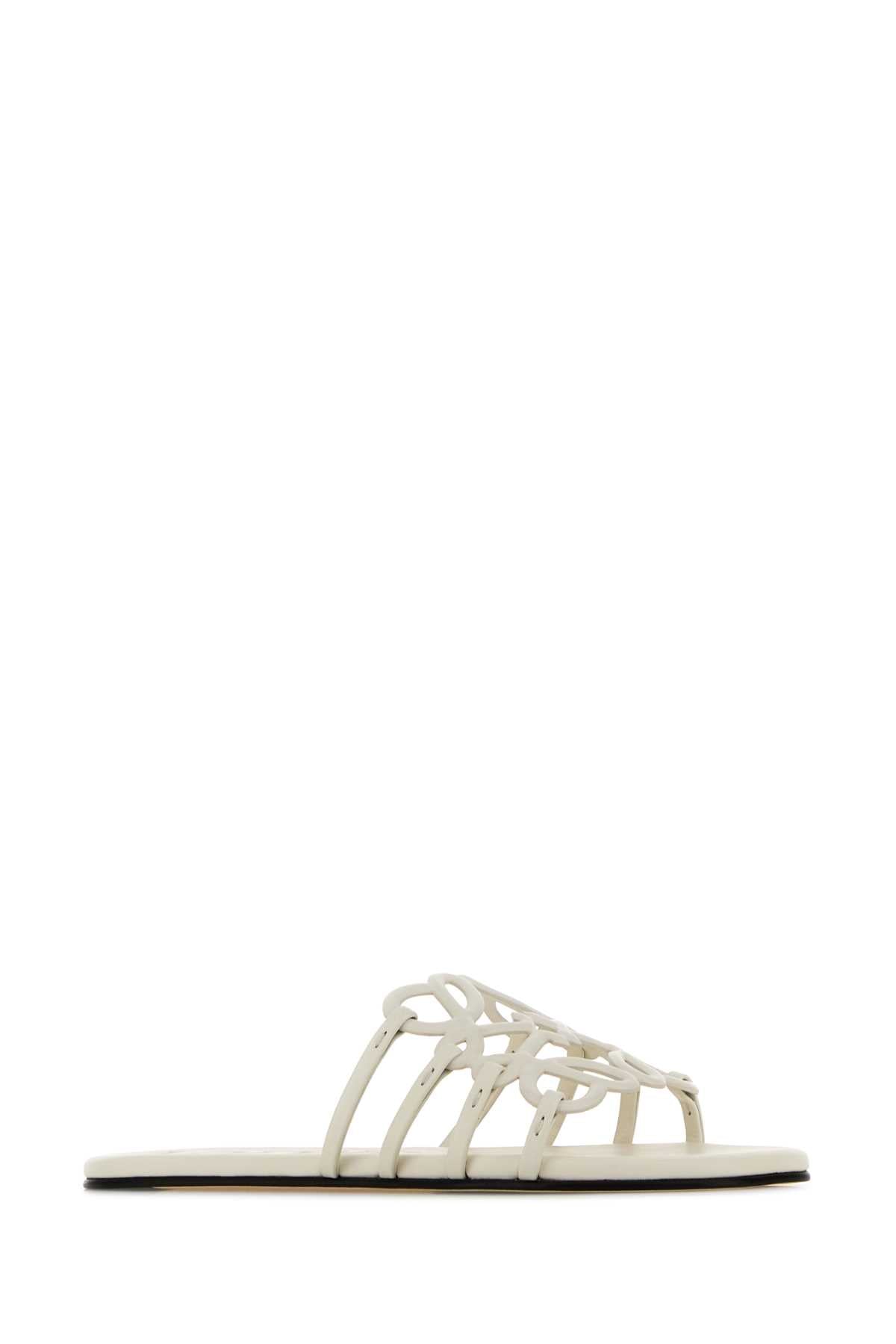 Loewe Paula's Ibiza Women Ivory Leather Anagram Petal Slippers LOEWE