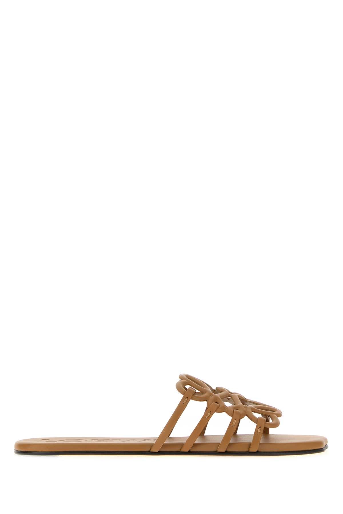 Loewe Paula's Ibiza Women Camel Leather Paula S Ibiza Anagram Petal Slippers LOEWE