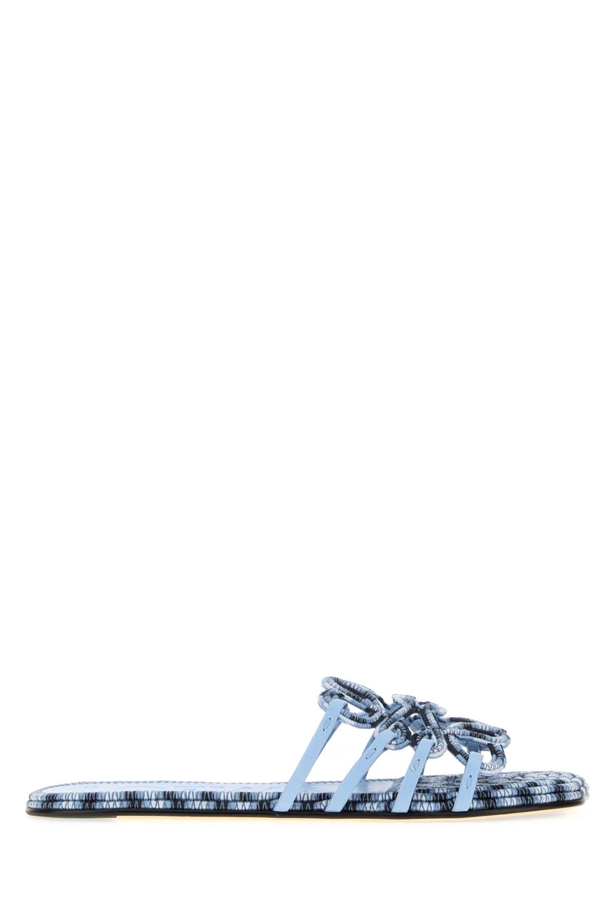 Loewe Paula's Ibiza Women Light Blue Canvas Paula S Ibiza Petal Anagram Slippers LOEWE