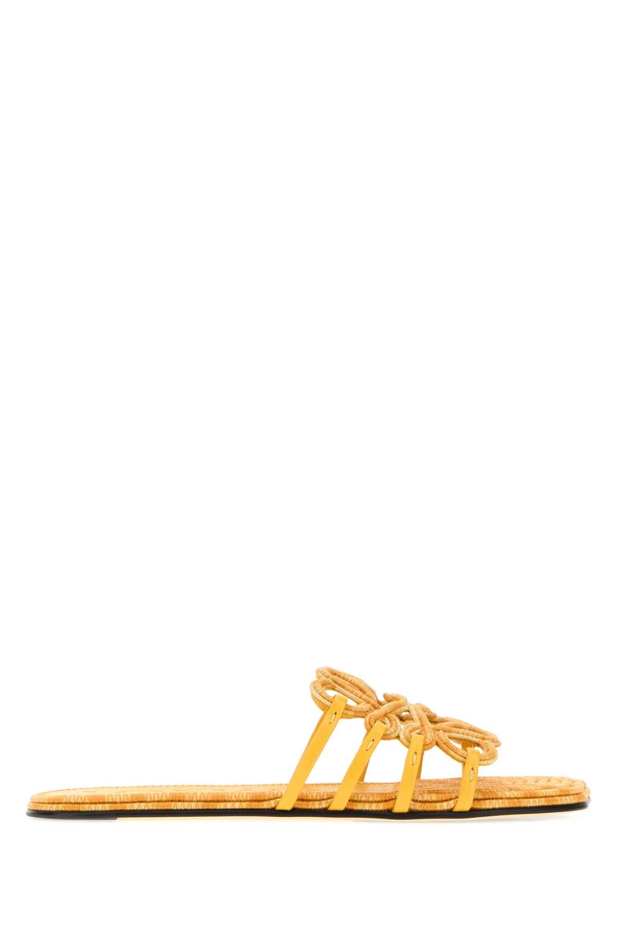 Loewe Paula's Ibiza Women Pastel Orange Canvas Paula S Ibiza Petal Anagram Slippers LOEWE