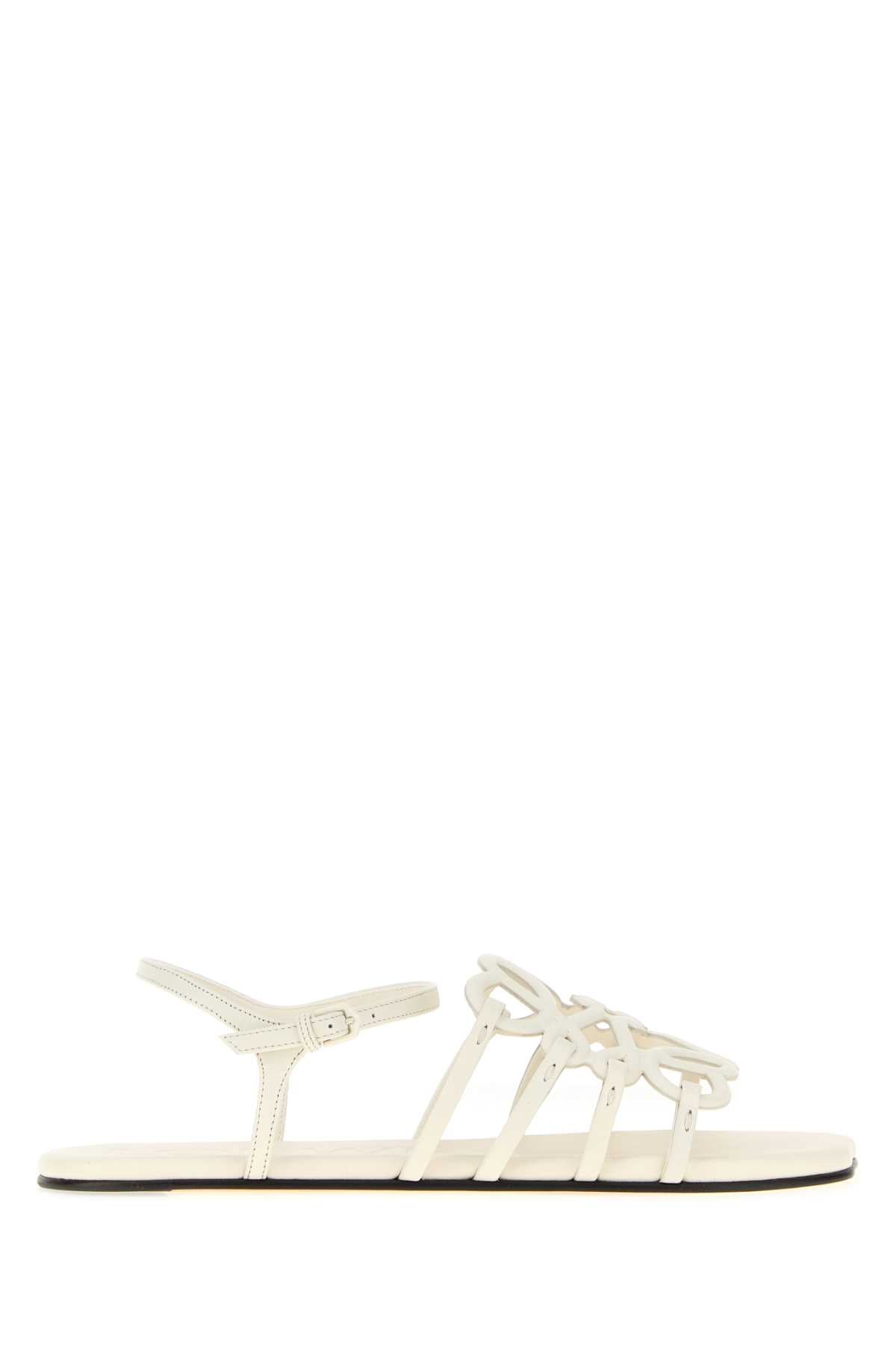 Loewe Paula's Ibiza Women White Leather Paula S Ibiza Petal Anagram Sandals LOEWE