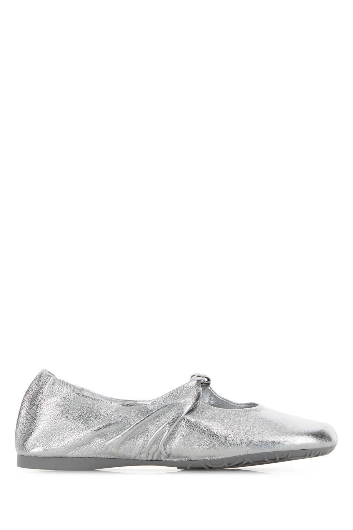 Loewe Paula's Ibiza Women Silver Leather Pebble Soft Ballerinas LOEWE