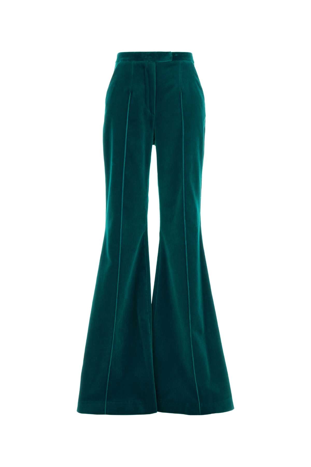 Costarellos Women Teal Green Velvet Pant COSTARELLOS