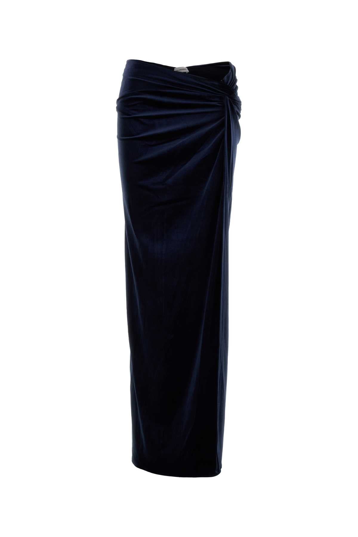 The Andamane Women Midnight Blue Stretch Velvet Zohra Skirt THE ANDAMANE