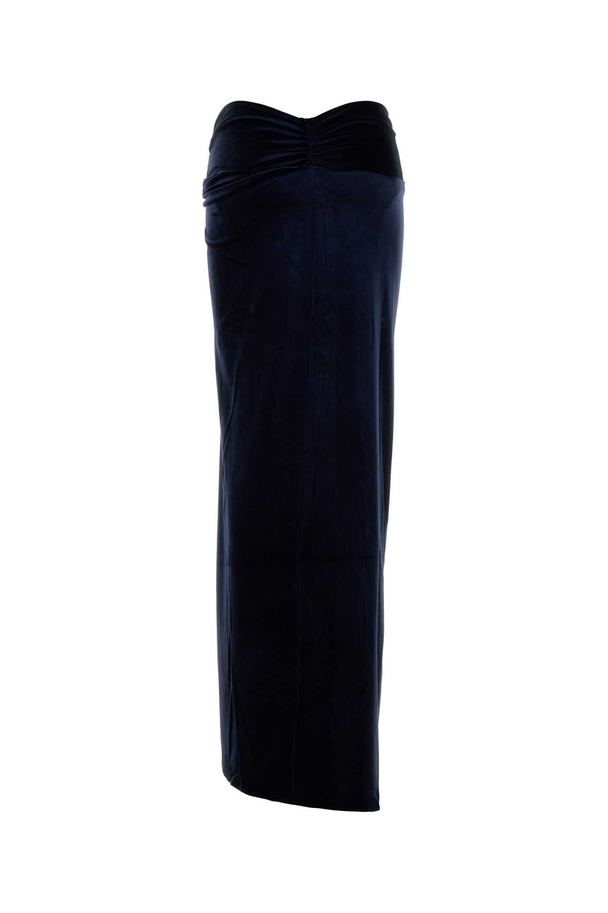 The Andamane Women Midnight Blue Stretch Velvet Zohra Skirt THE ANDAMANE