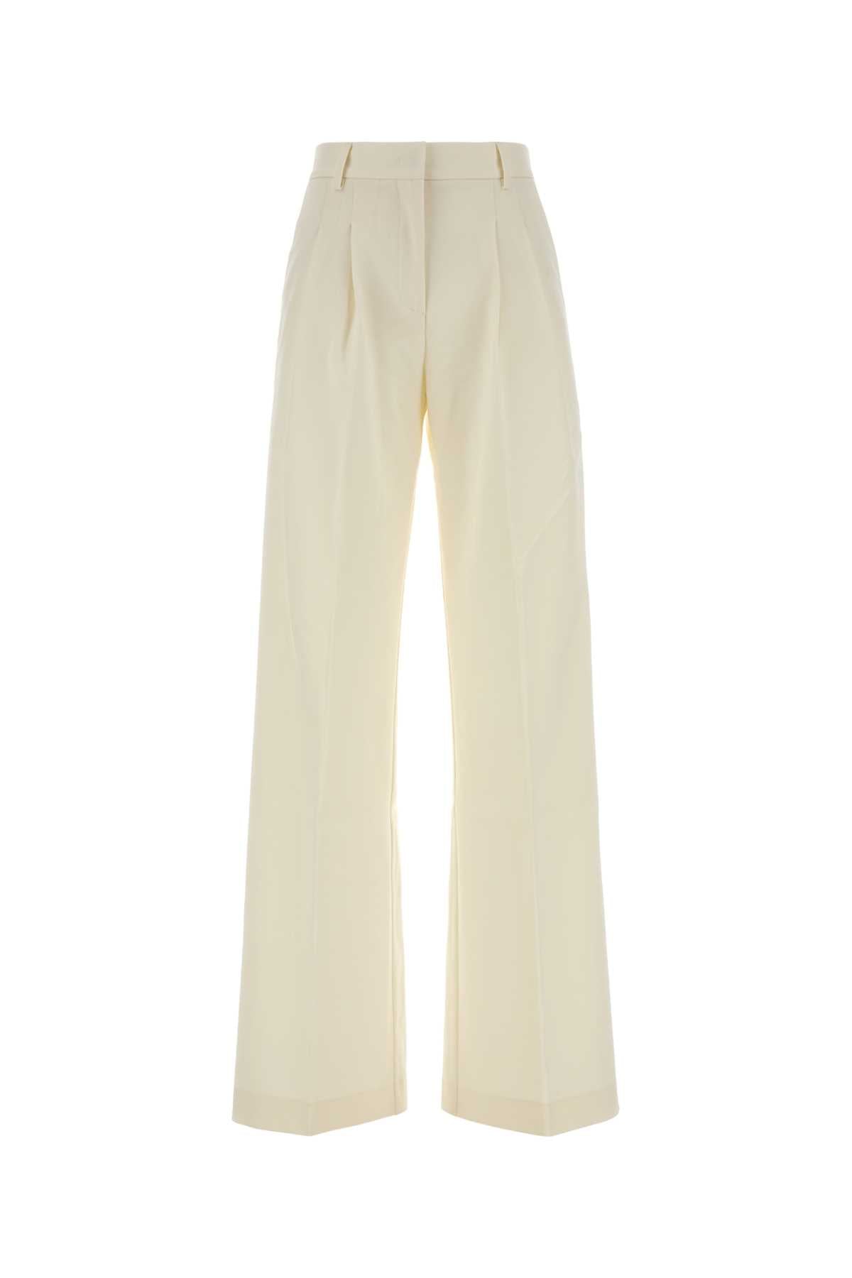 The Andamane Women Ivory Stretch Gabardine Nathalie Wide-Leg Pant THE ANDAMANE