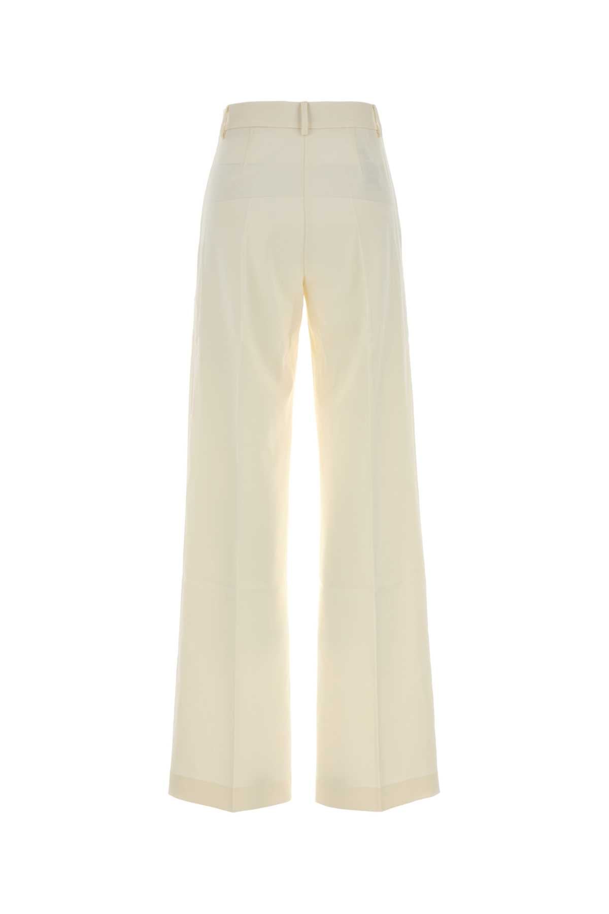 The Andamane Women Ivory Stretch Gabardine Nathalie Wide-Leg Pant THE ANDAMANE