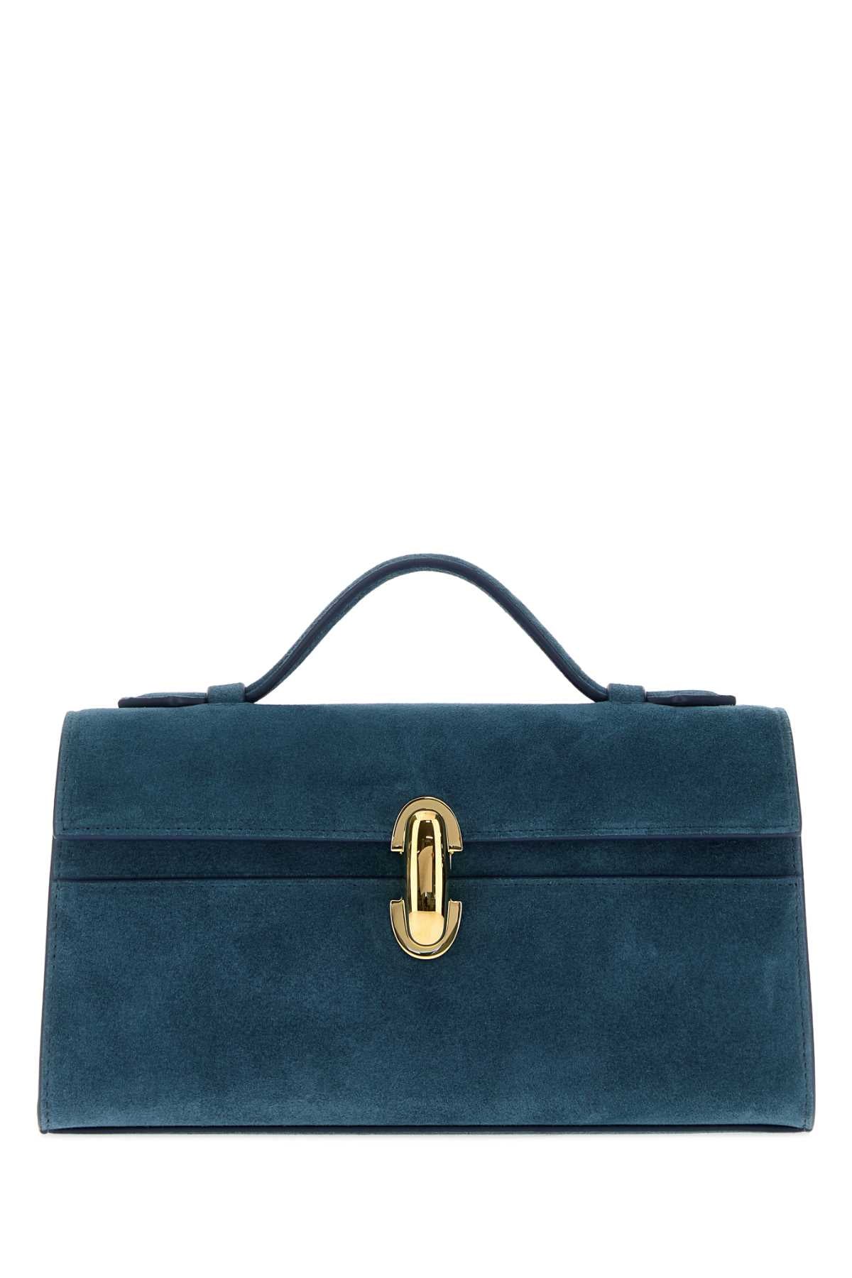 Savette Women Cerulean Blue Suede Symmetry Handbag SAVETTE