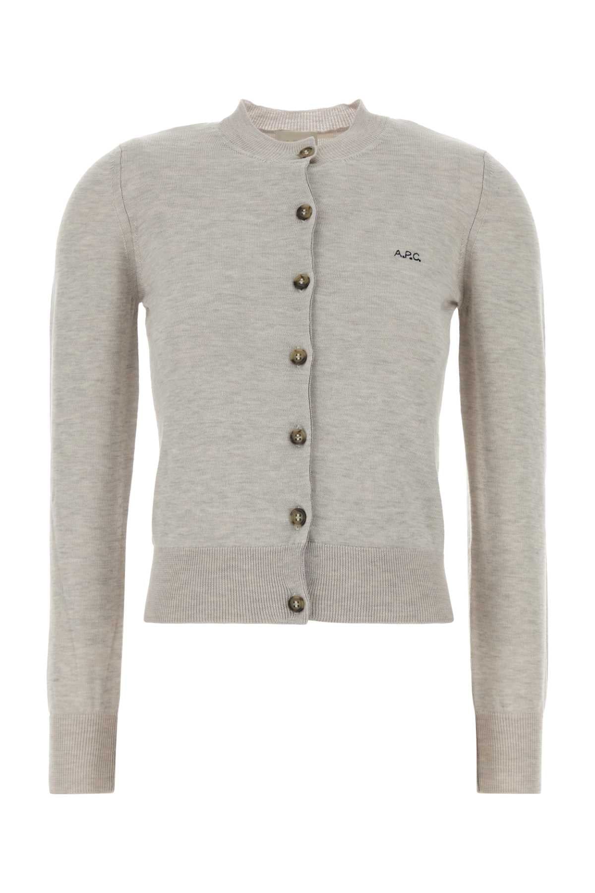 A.P.C. Women Melange Grey Wool Blend Rosa Cardigan A.P.C.