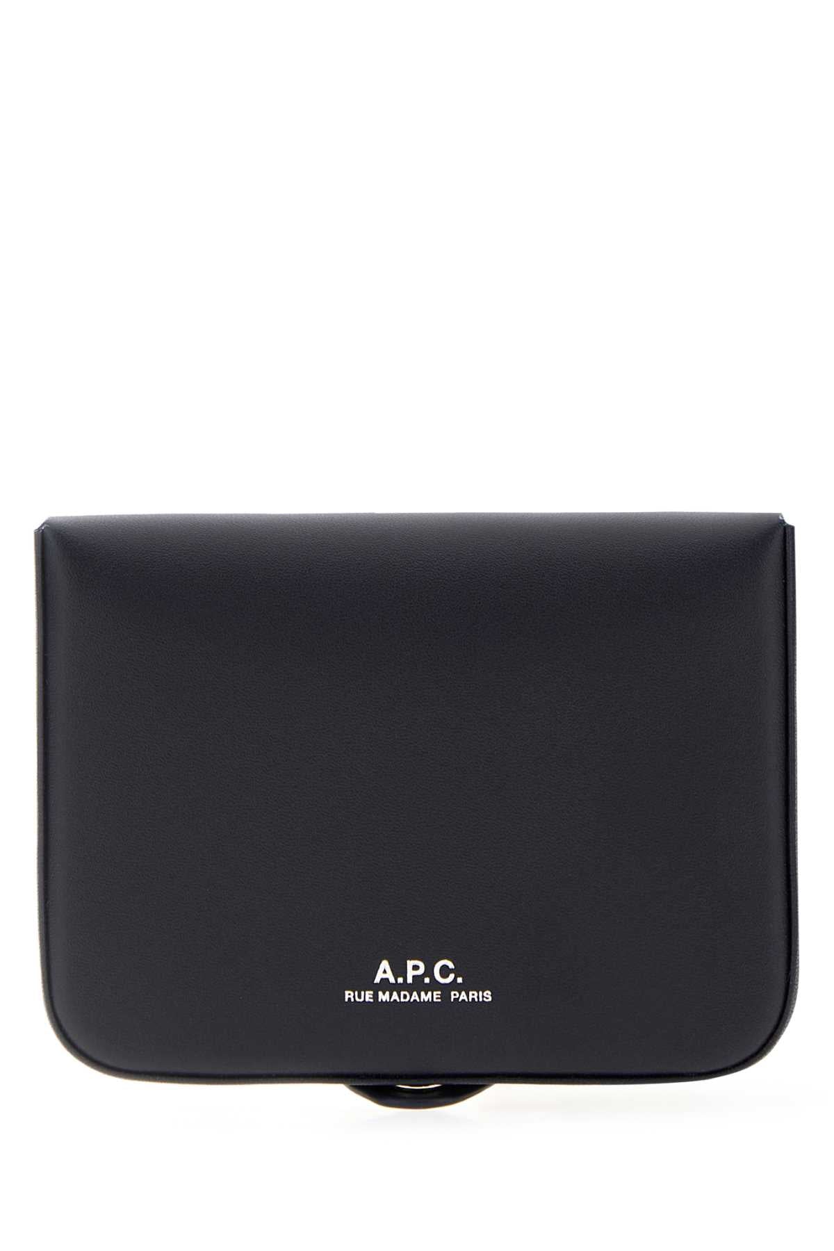 A.P.C. Men Navy Blue Leather Card Holder