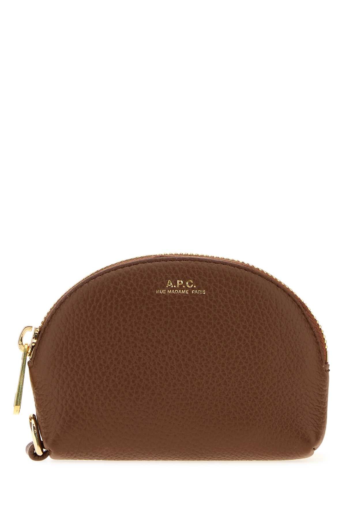 A.P.C. Women Brown Leather Monnaie Card Holder A.P.C.