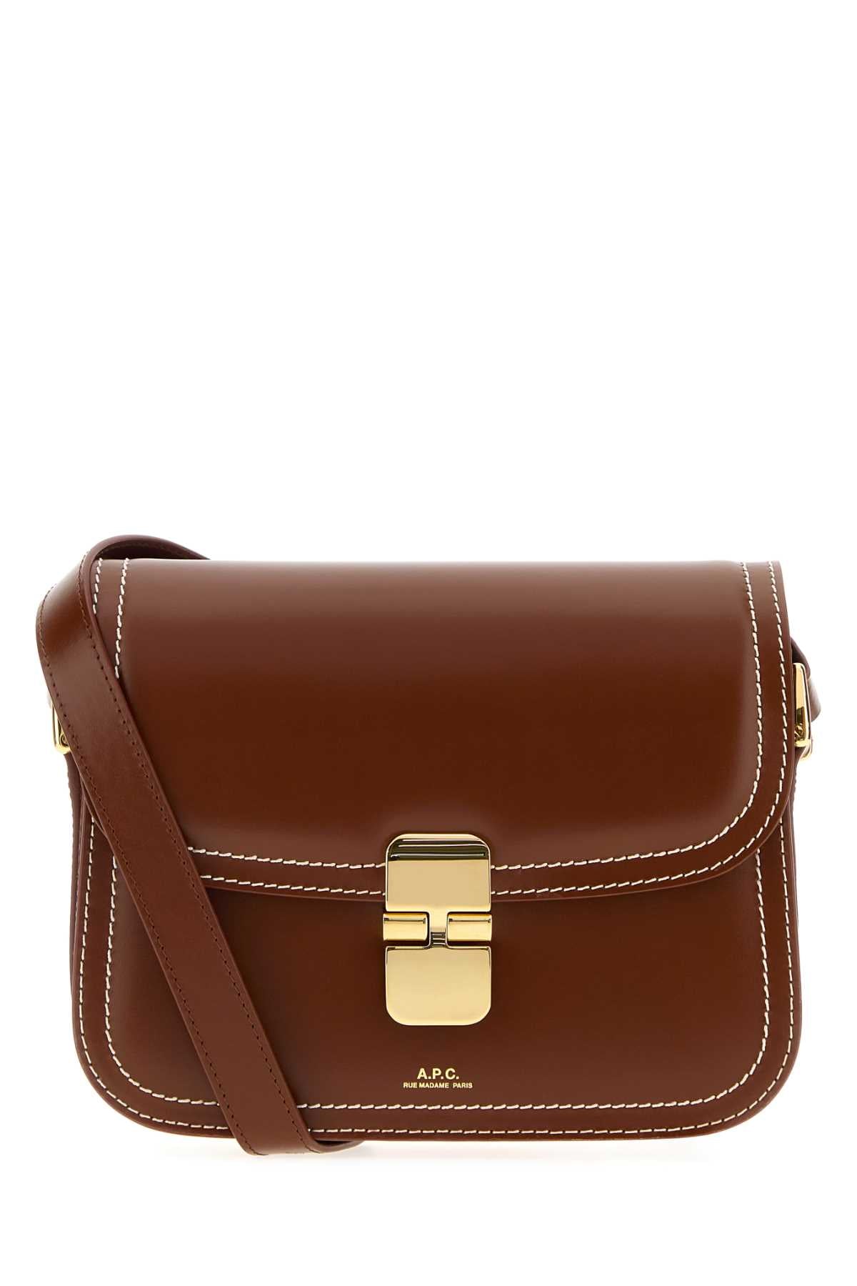 A.P.C. Women Chocolate Leather Small Grace Crossbody Bag