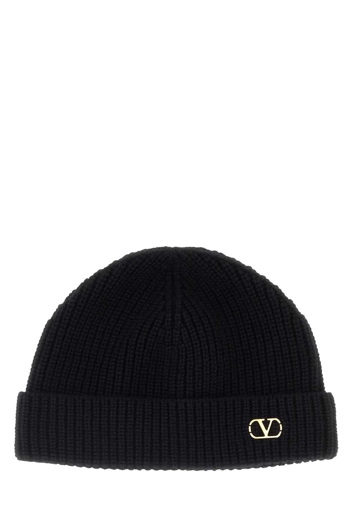 Valentino Garavani Men Black Cashmere Beanie Hat VALENTINO GARAVANI