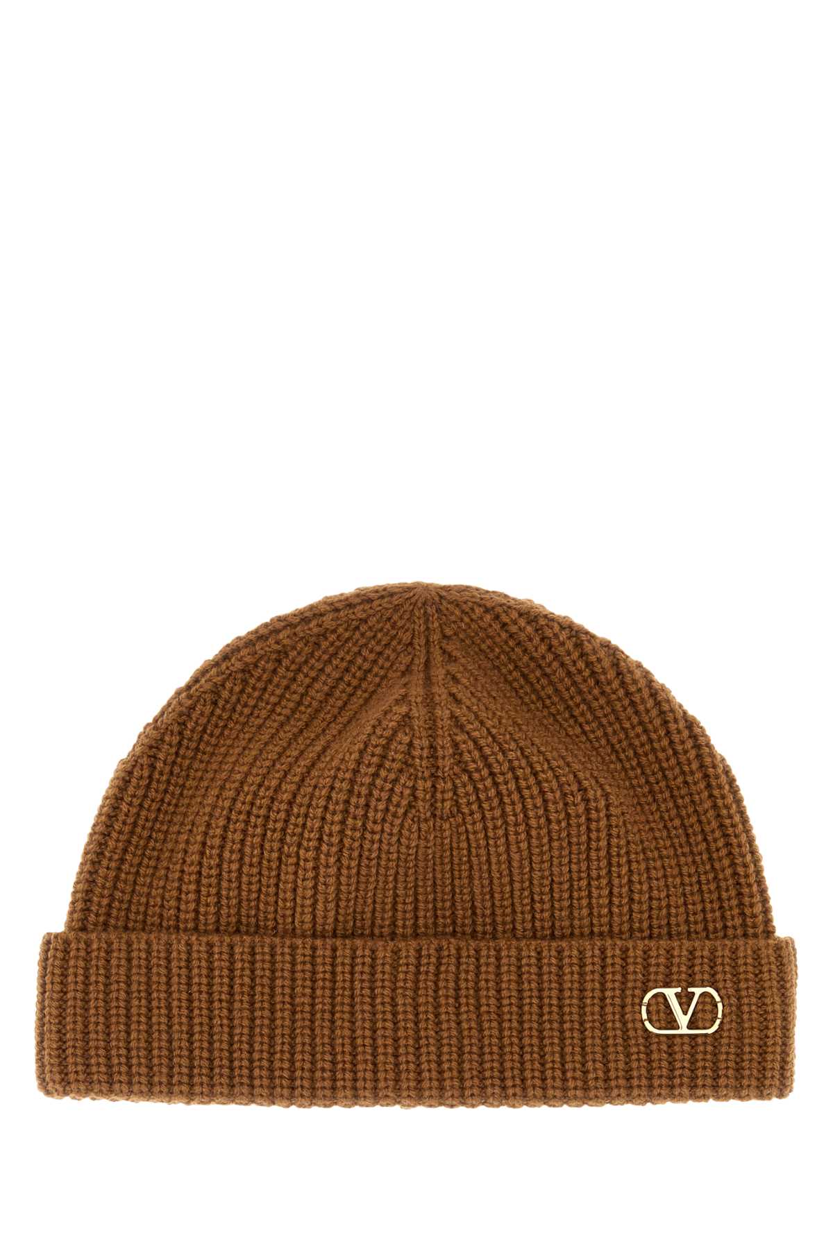 Valentino Garavani Men Brown Cashmere Beanie Hat VALENTINO GARAVANI