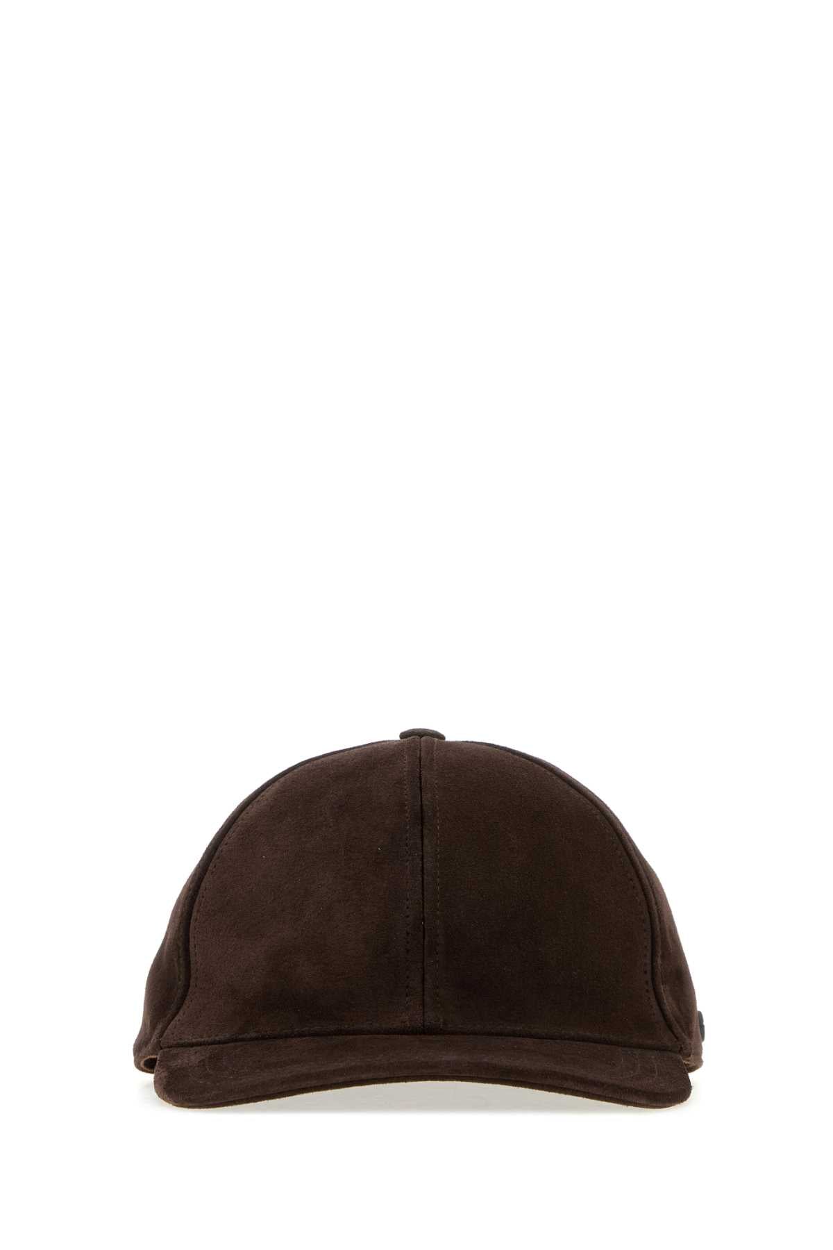 Valentino Garavani Men Brown Suede Baseball Cap VALENTINO GARAVANI
