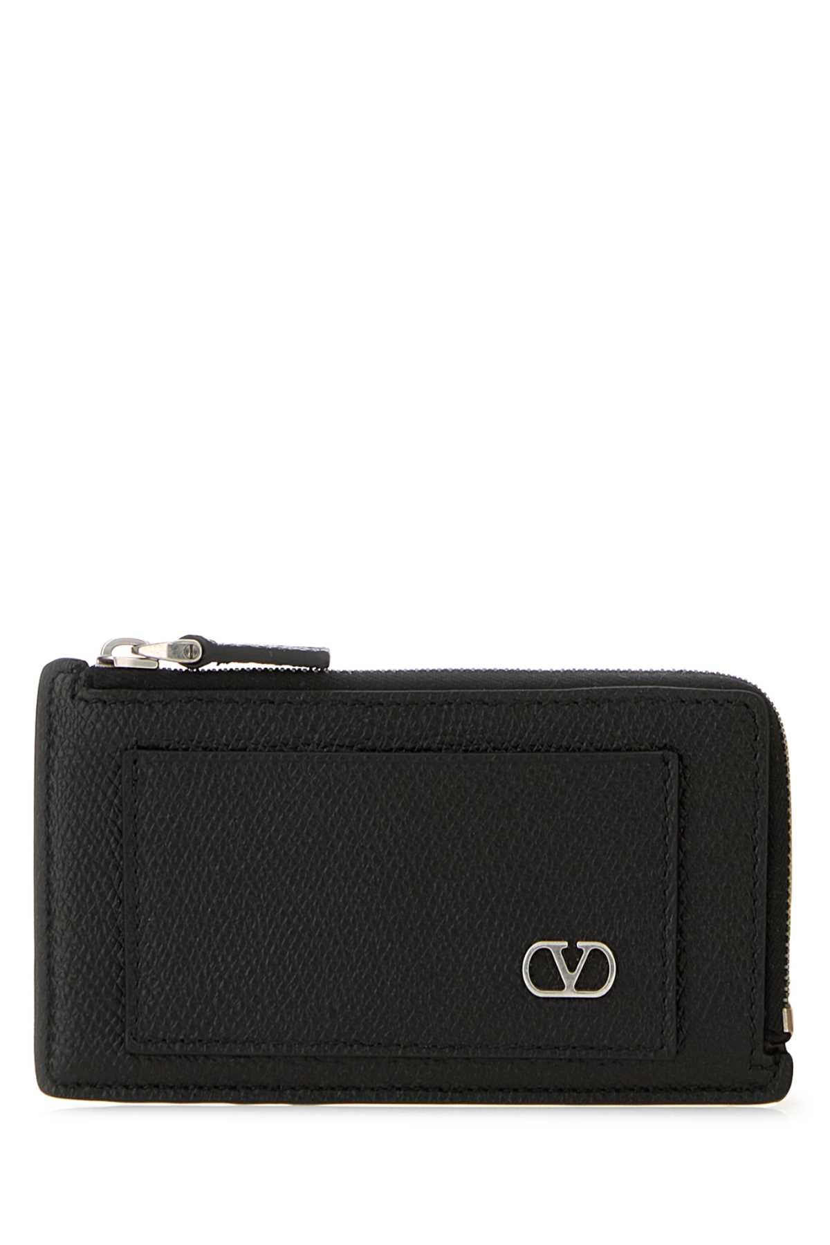 Valentino Garavani Men Black Leather Card Holder VALENTINO GARAVANI