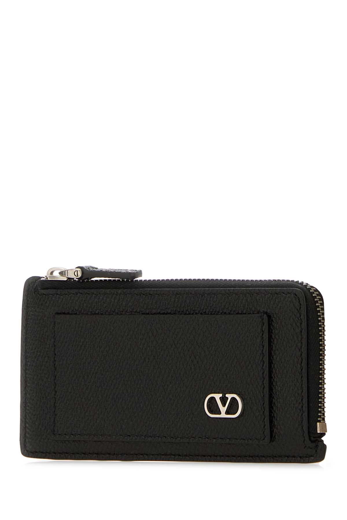 Valentino Garavani Men Black Leather Card Holder VALENTINO GARAVANI