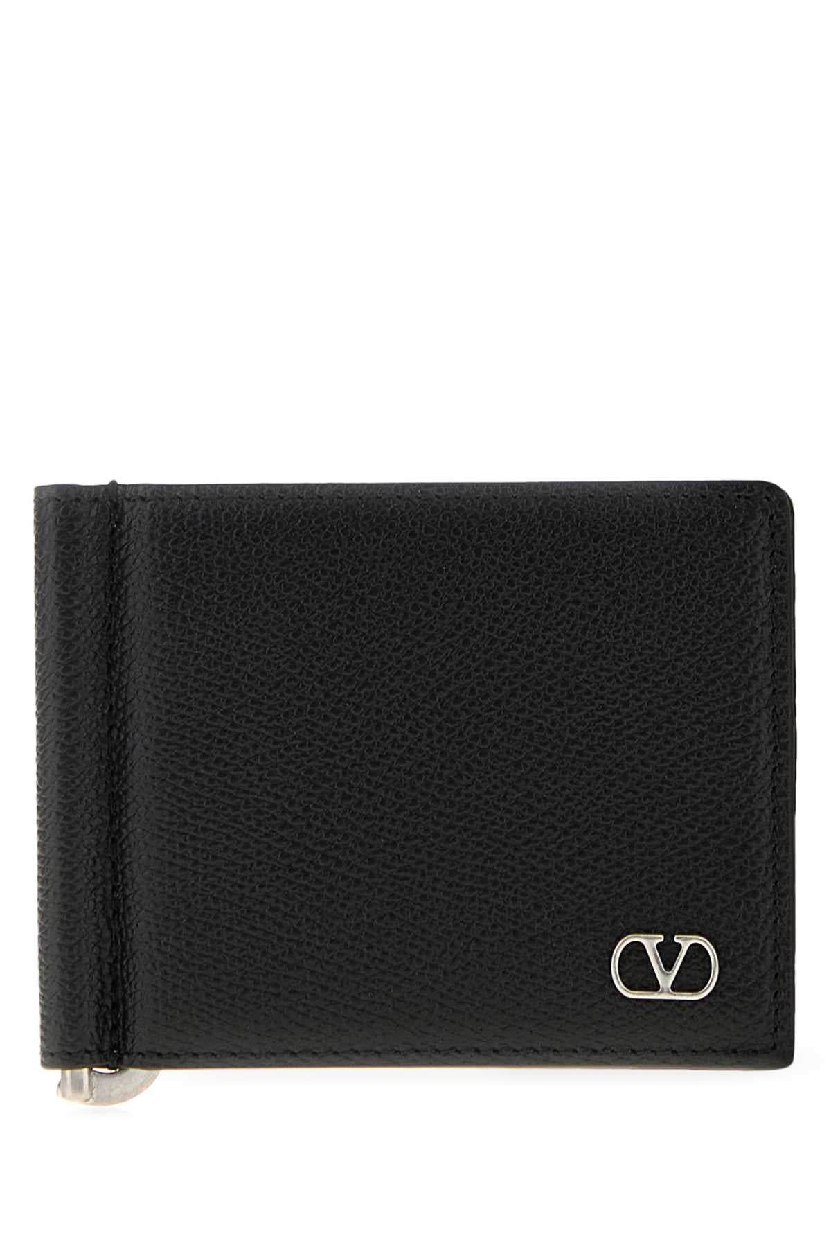 Valentino Garavani Men Black Leather Card Holder VALENTINO GARAVANI