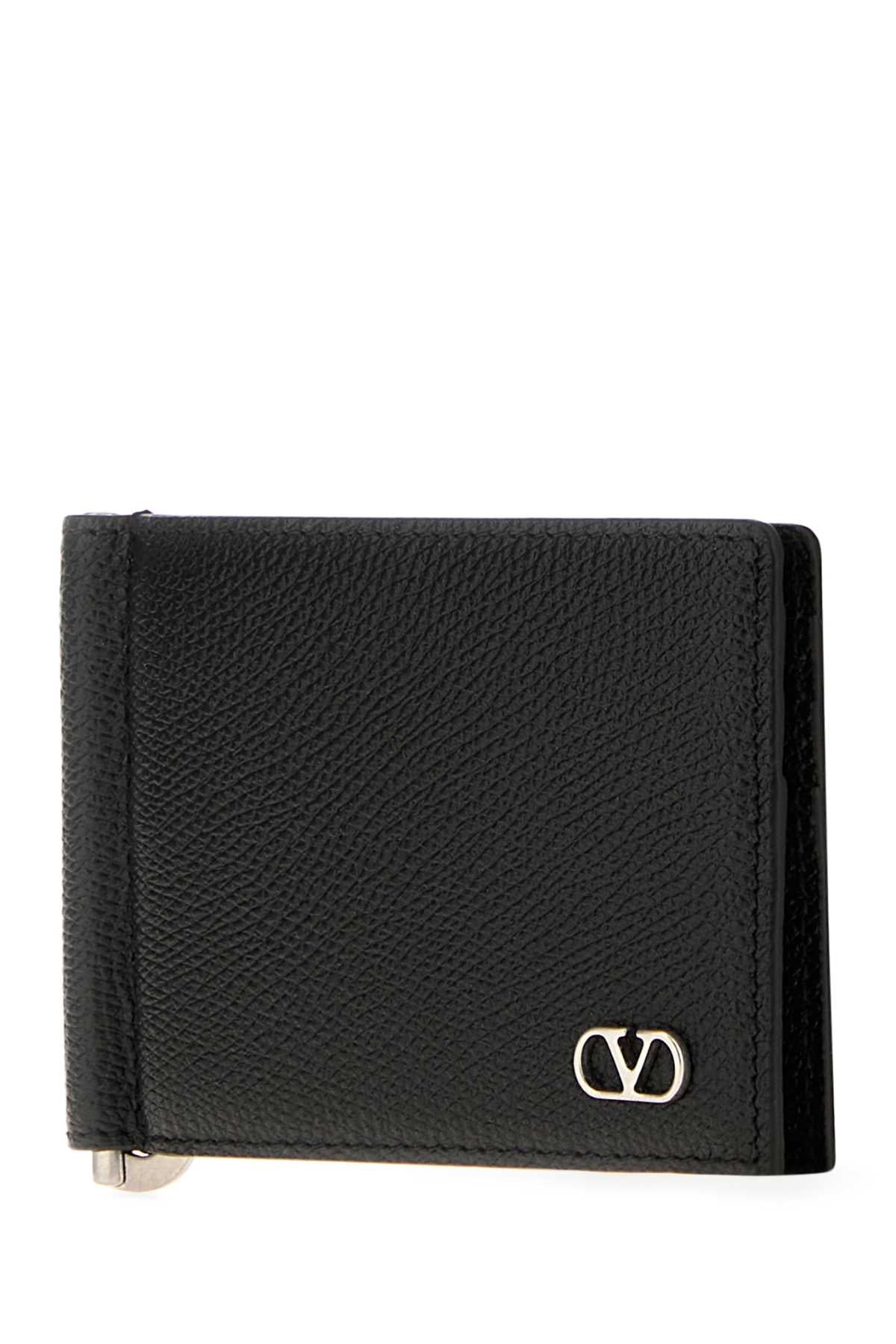 Valentino Garavani Men Black Leather Card Holder VALENTINO GARAVANI