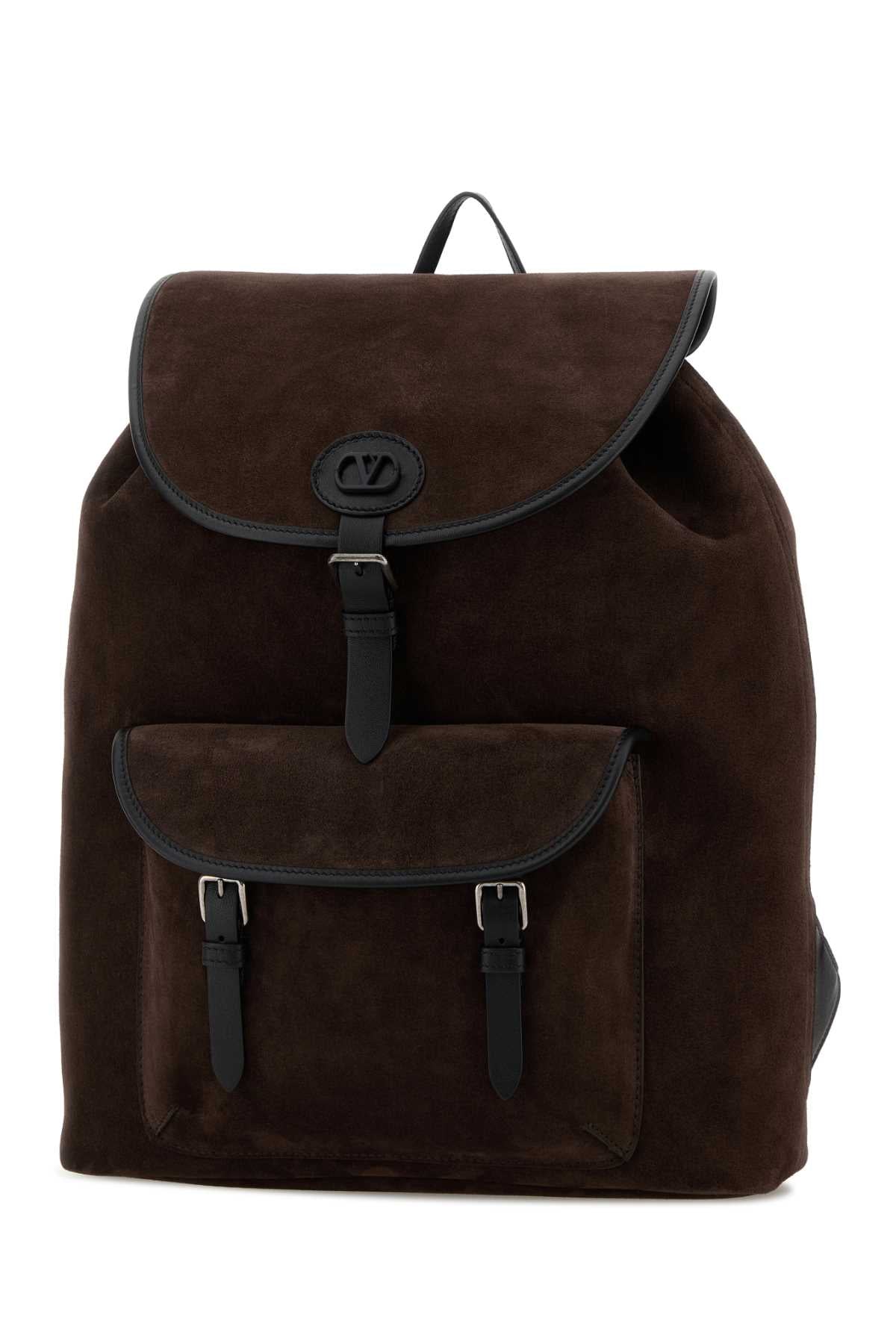 Valentino Garavani Men Dark Brown Suede Backpack VALENTINO GARAVANI