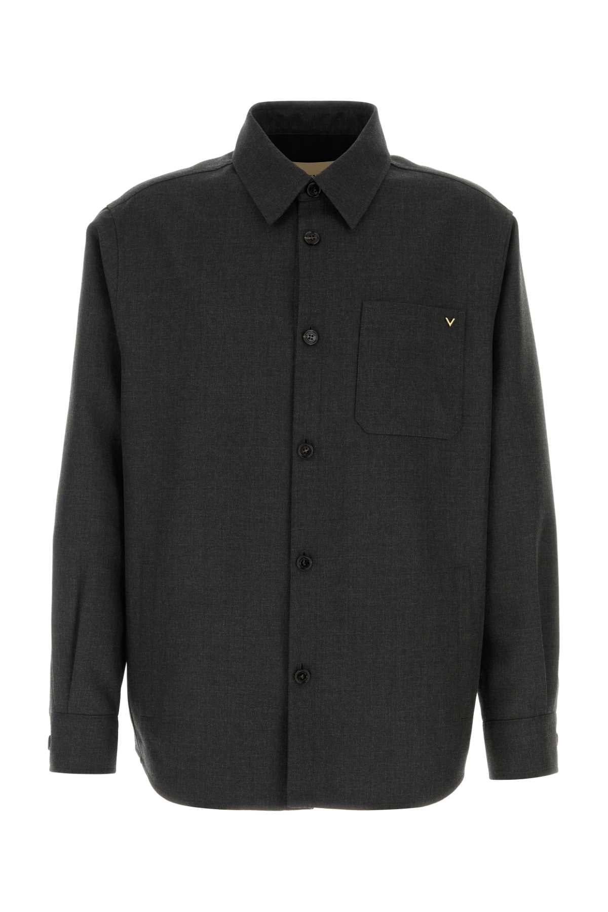 Valentino Garavani Men Graphite Gabardine Overshirt VALENTINO GARAVANI