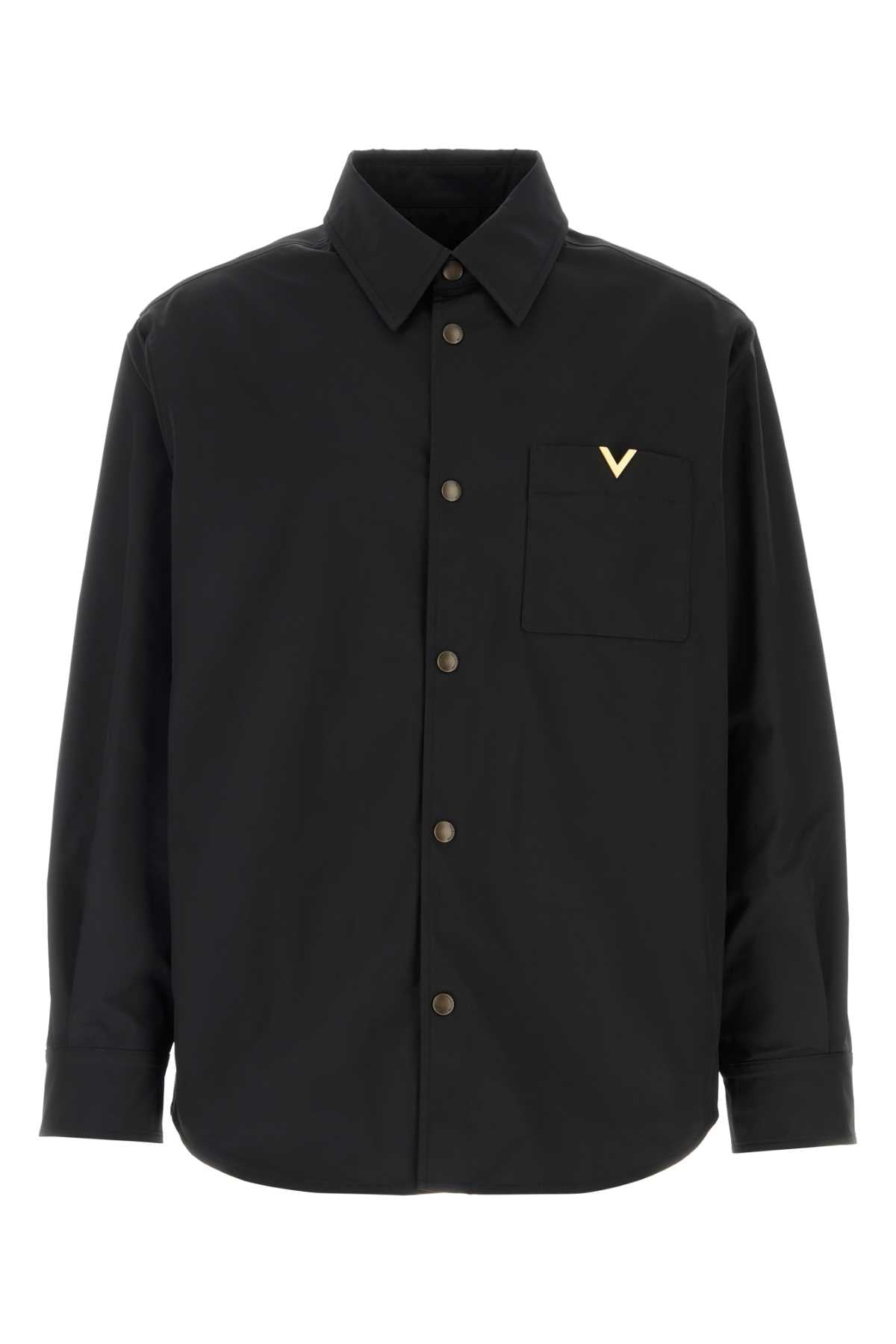 Valentino Garavani Men Black Stretch Polyester Shirt VALENTINO GARAVANI