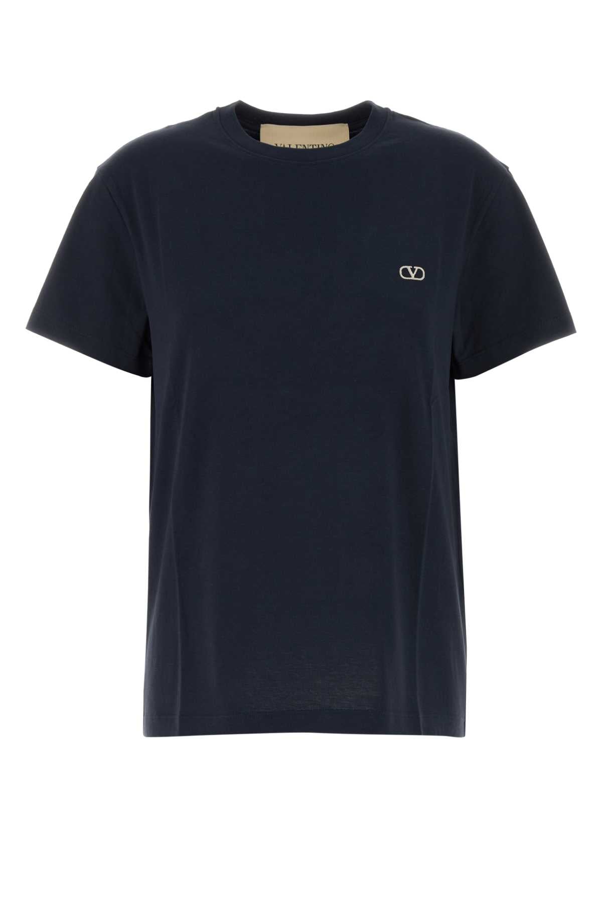 Valentino Garavani Women Midnight Blue Cotton T-Shirt VALENTINO GARAVANI
