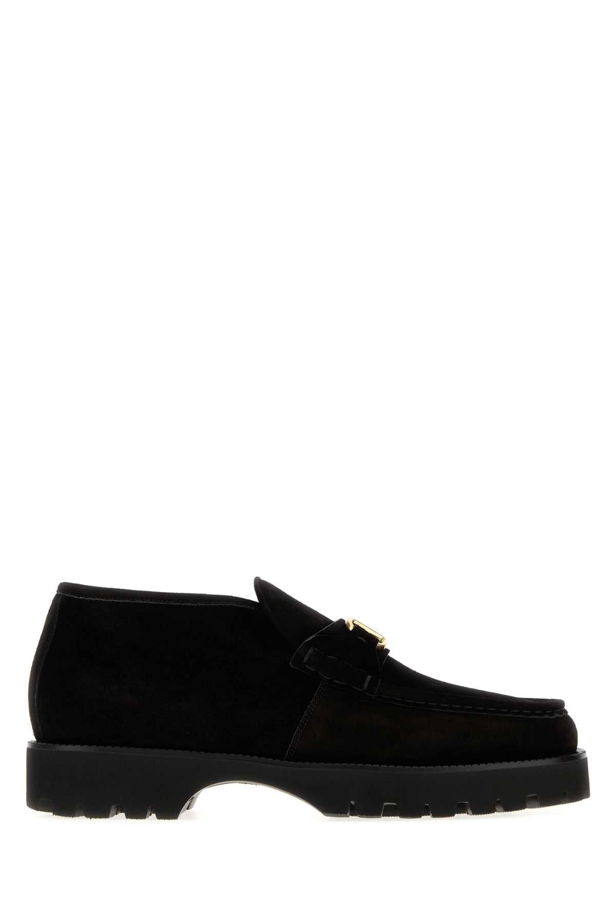 Valentino Garavani Men Black Suede Vlogo Signature Loafers VALENTINO GARAVANI