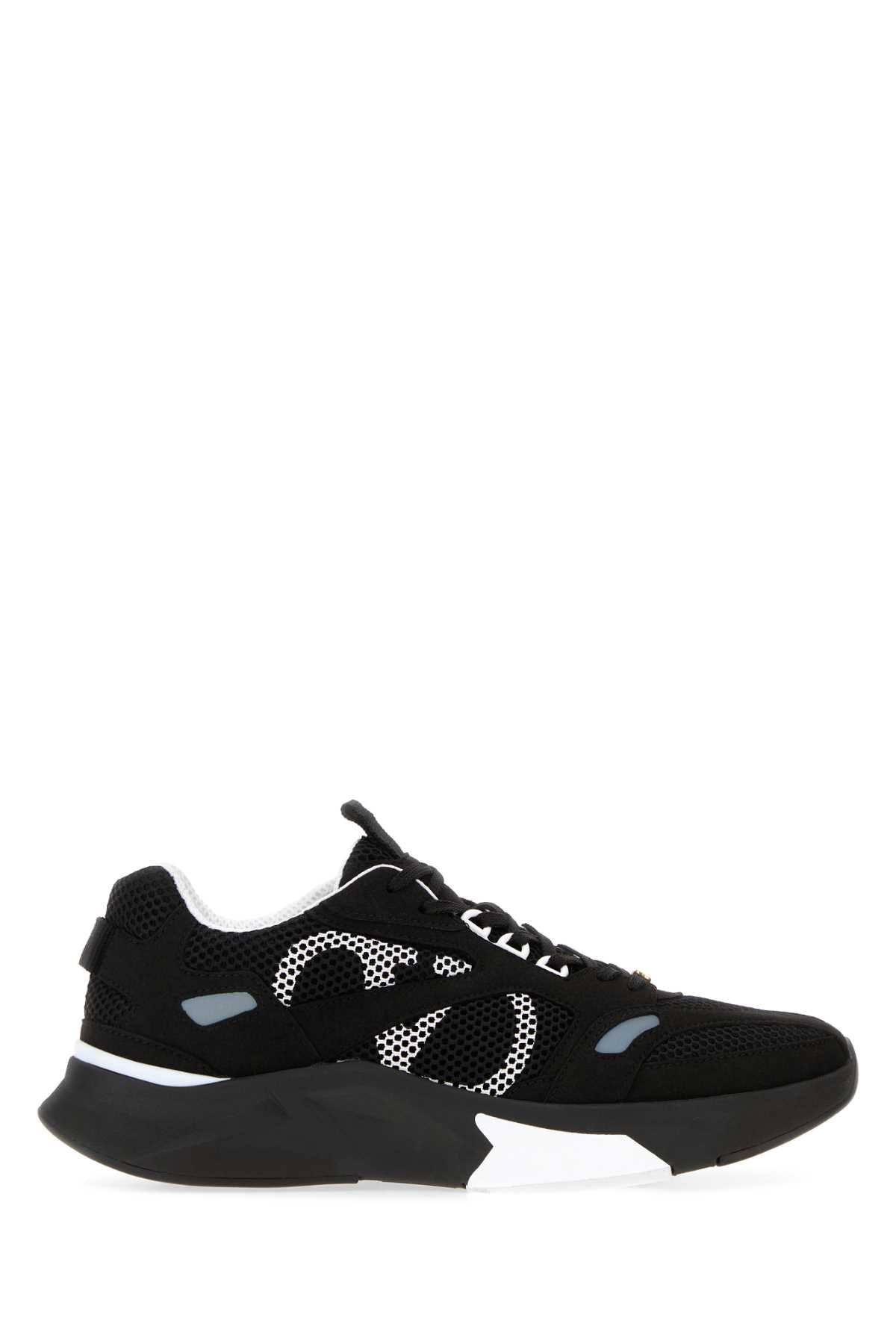 Valentino Garavani Men Black Suede And Mesh Demivee Sneakers VALENTINO GARAVANI