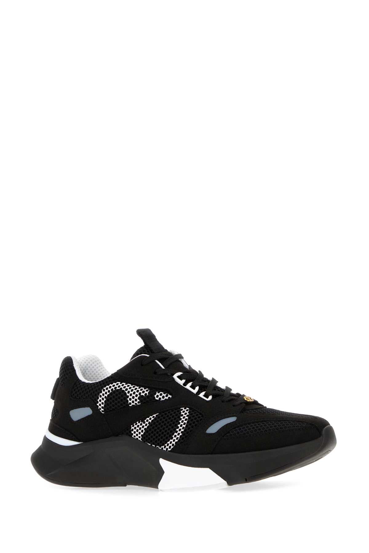 Valentino Garavani Men Black Suede And Mesh Demivee Sneakers VALENTINO GARAVANI