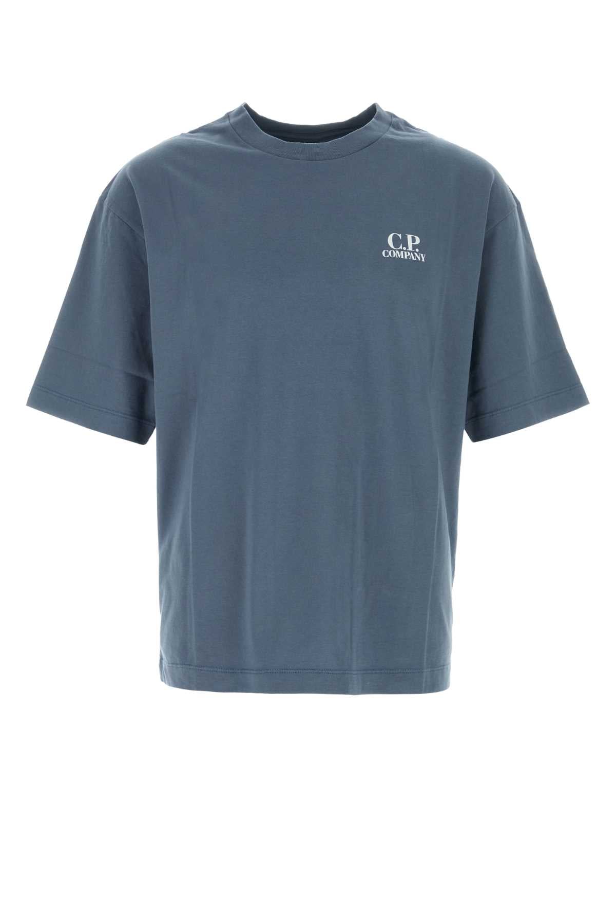 C.P. Company Men Denim Blue Cotton T-Shirt C.P. COMPANY