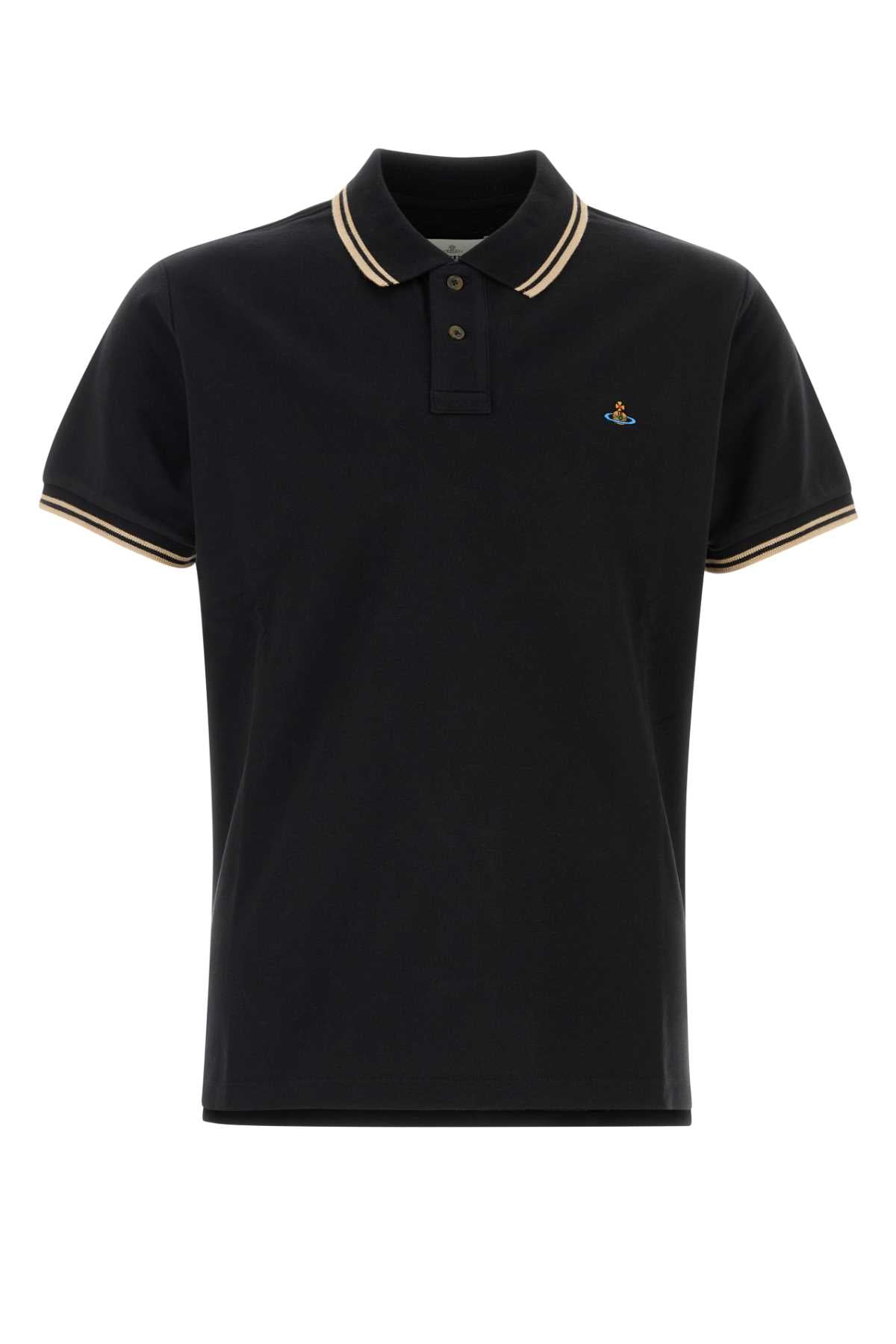 Vivienne Westwood Men Black Piquet Classic Polo Shirt VIVIENNE WESTWOOD